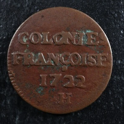 9 deniers 1722/1H French Colonies Colonial USA US Canada New France Breton 506 - Image 1 of 2