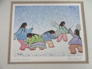 Cecil Youngfox Alaska impresión artística bailarines de invierno 6x7 arte nativo - Imagen 1 de 7