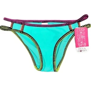 NWT Hula Honey Small Bikini Bottoms Strappy Open Sides Multicolor Junior's S - Picture 1 of 8