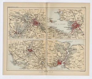 1888 ORIGINAL ANTIQUE CITY MAP OF BERLIN ST. PETERSBURG ROME ISTANBUL - Picture 1 of 4