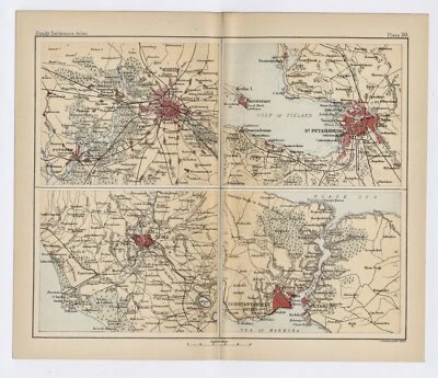 1888 ORIGINAL ANTIQUE CITY MAP OF BERLIN ST. PETERSBURG ROME ISTANBUL - Image 1 of 4