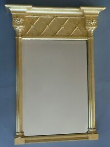 Antique Regency Gilt Wood Pier Mirror - Gold Trumeau Pillar Column Wall Mirror 