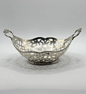 Vintage Dutch 835 Silver Bonbon Dish by Herbert Hooijkaas Reticulated Floral - Picture 1 of 9
