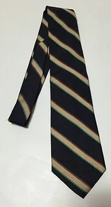 Carroll & Co. Vintage Neck Tie Navy Blue Green Brown Beige Striped Silk (1030) - Picture 1 of 4