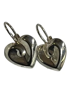 Vintage Sterling Silver Heart Earrings, Thailand, 4.3g - Picture 1 of 14