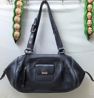 TOD'S темно металлический серый кожаный передний карман верхний ручки сумка наплечная сумка - Изображение 1 из 4