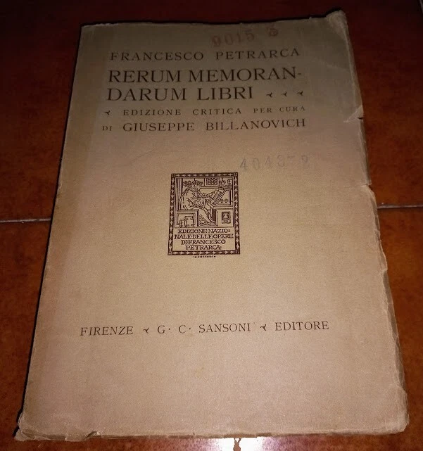 FRANCESCO PETRARCA RERUM MEMORANDARUM LIBRI EDIZIONE CRITICA BILLANOVICH SANSONI - Immagine 1 di 1
