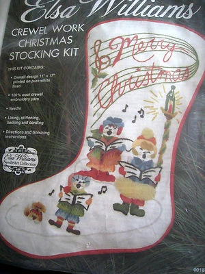 Elsa Williams Christmas Crewel Stitchery Stocking KIT,CAROLLERS,00188,Size 17" - Image 1 of 4