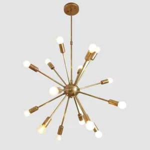 Sputnik Chandelier Sixteen Arm Brass Handmade Raw Brass Ceiling Light Fixture. - Picture 1 of 8