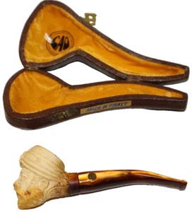 Vintage CAO Meerschaum Pipe Bearded Sultan Head With Case Made in Turkey ROUGH - Picture 1 of 12