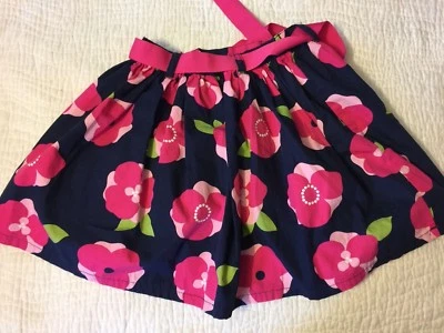 Crazy 8 девочек юбка синий w/цветы Grosgrain ремень и встроенные шорты L - Изображение 1 из 4