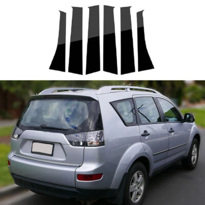 For Mitsubishi Outlander 2006-2012 Gloss Black Window Door Pillar Post Cover - Image 1 of 4