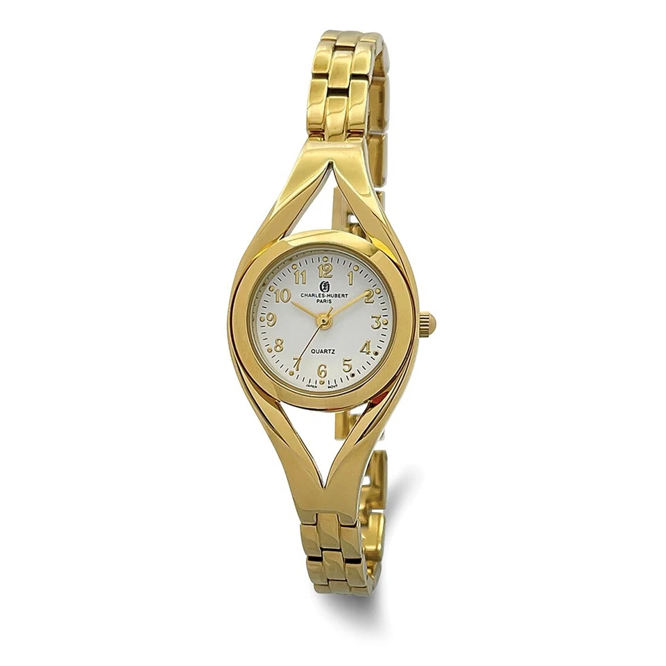 Reloj de cuarzo Charles Hubert 26 mm para mujer esfera blanca chapado en oro Foto 1 de 1