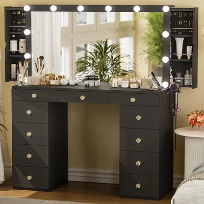 Penteadeira com 11 gavetas grande capacidade de armazenamento maquiagem penteadeira conjunto para menina - Imagem 1 de 4