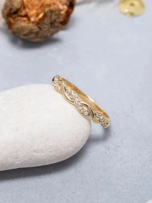 0.50TCW Round Cut Lab Created Wedding Band Ring 14k Yellow Gold Plated - Image 1 of 4