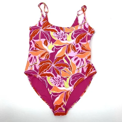 NWT Old Navy XXL One Piece Swimsuit Pink Orange Tropical - Image 1 of 4