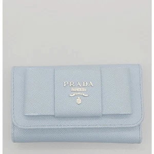 Prada 1PG222 Sky bloo Saffiano Leder Silber Logo Schlüsseletui - Bild 1 von 4