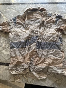 Tasso Elba Short Sleeve Striped Linen Casual Button Down Mens L - Picture 1 of 4