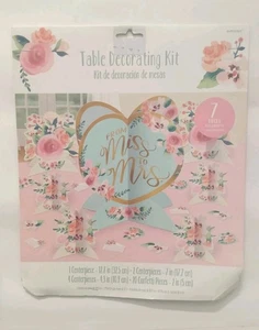 Kit de decoración de mesa Amscan From Miss to Mrs fiesta de ducha nupcial rosa floral 12" - Imagen 1 de 9