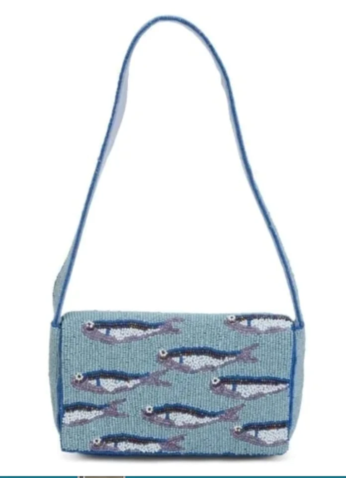 Viral Sardine Fish Beaded Shoulder Bag Handcrafted in India NWT - Image 1 of 1