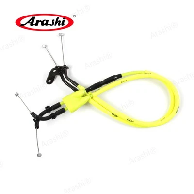 fit Yamaha YZF R1 2007 2008 Yellow Stainless Wire and Rubber Throttle Cables - Image 1 of 4