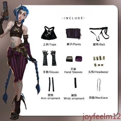 Arcane:League Of Legends Jinx Woman's Halloween Cosplay Complete Set Wigs Shoes - Image 1 of 4