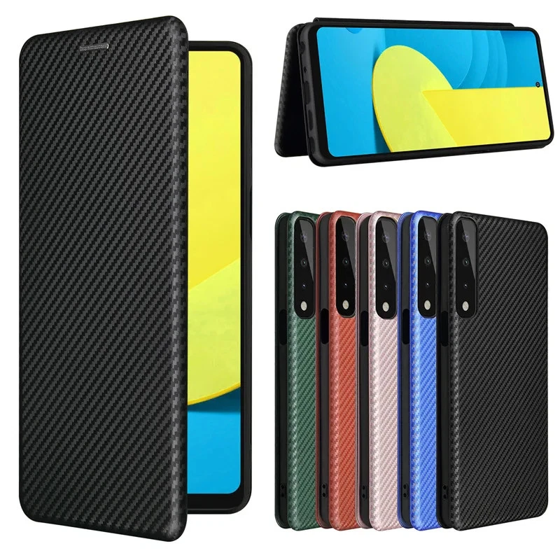 Shockproof Flip Carbon Fiber Magnetic Adsorption Phone Case For LG Stylo7 Cover - Image 1 of 4