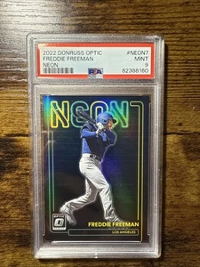 2022 PANINI DONRUSS OPTIC FREDDIE FREEMAN NEON INSERT PSA 9 - Picture 1 of 2