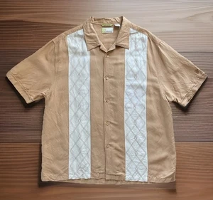 Camisa CUBAVERA Lino Marrón Beige Bordada Guayabera S/S Abotonada Para Hombre Talla XL - Imagen 1 de 11