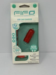 Fifo USB Car Charger 4ft dual sided cable Red Android and Apple P4 - Picture 1 of 2
