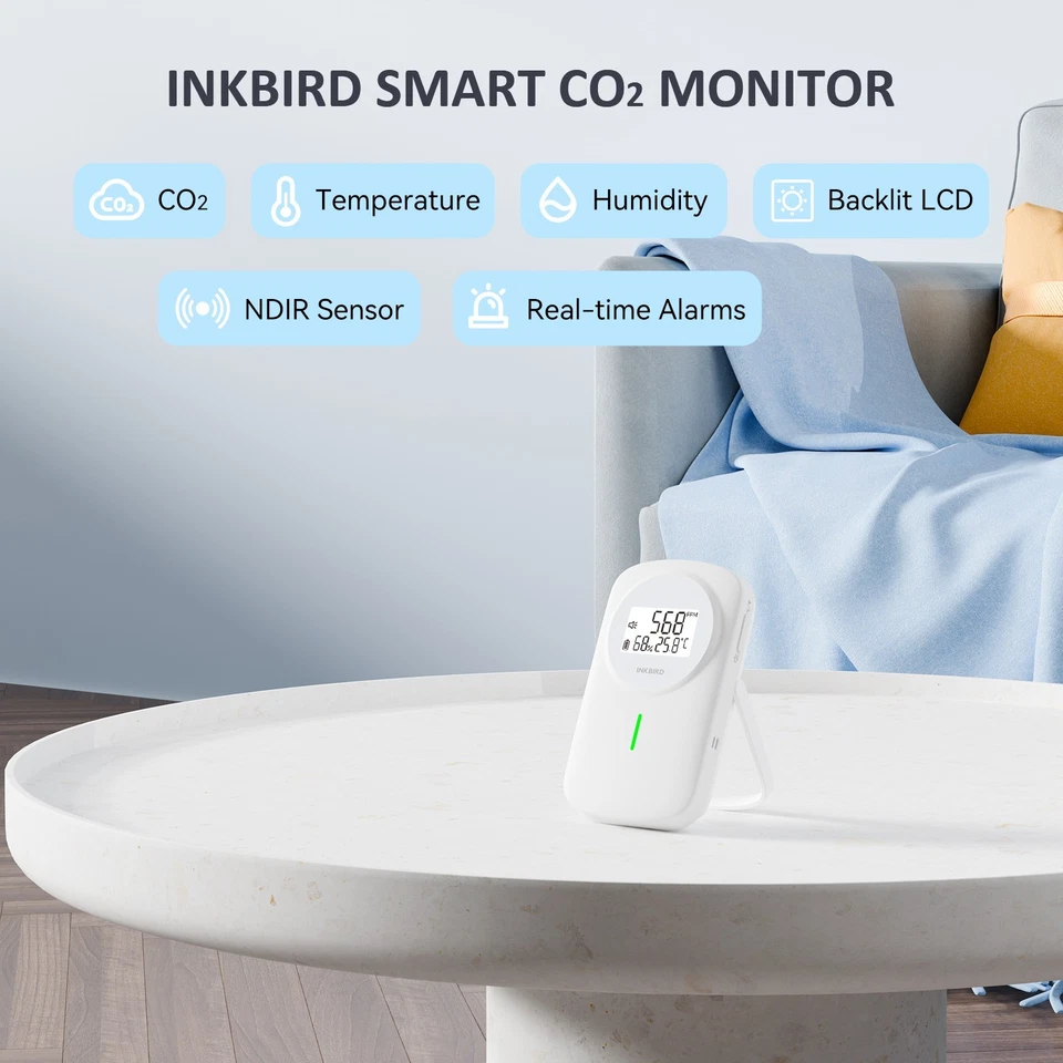 INKBIRD Indoor Air Quality Monitor 3 in 1 CO2 Temperature and Humidity Detector - image 1 of 4