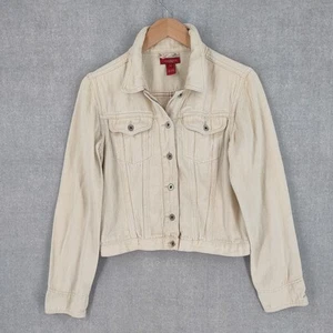 Sundance Jacket Medium Ivory Cropped Hemp Trucker Button Up Western Bohemian - Picture 1 of 21