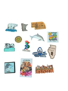 Lot 13 Vintage Reise Souvenir Kühlschrankmagnete Staaten Städte Zoo Cayman DC - Bild 1 von 7
