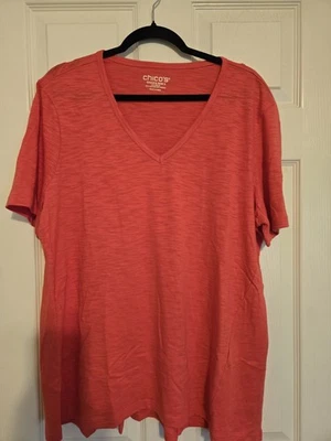 Красная хлопковая футболка с коротким рукавом Chico's с v-образным вырезом женский размер 3 - Изображение 1 из 4
