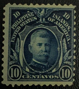 Philippinen Briefmarke #245a M-LH-OG 10¢ dunkelblau Ausgabe 1906 - Bild 1 von 2
