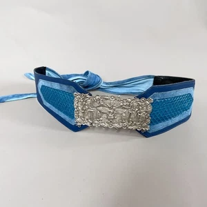 VTG 80s Egypt Wide Leather Snakeskin Appliqué Tie Belt High Waist Maximalist - Picture 1 of 8