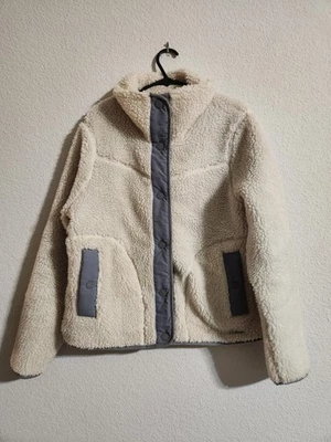 L.L. Bean Women’s Bean Sherpa Fleece Jacket Natural White Grey Trim size XS Pet - Image 1 of 4