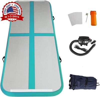 Colchoneta inflable para gimnasia de 10ft con bomba de aire eléctrica NUEVO US - Image 1 of 4