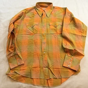 Vintage Sandy Kids Men’s LG Button Up Long Sleeve Shirt Pearl Snap Made In Japan - Picture 1 of 9