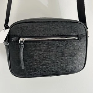 DKNY Black Leather Crossbody Camera Bag Wide Strap BRAND NEW - Picture 1 of 5
