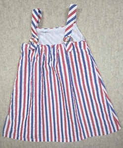 Tommy Bahama Sleeveless Girls Dress Size 6 Red White Blue Stripped Patriotic  - Picture 1 of 6
