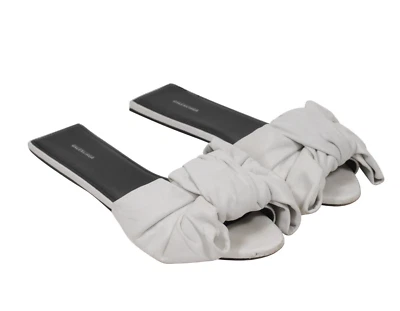 Balenciaga Women Nappa Square Knife Bow Mules Sz US 8.5 EU 38.5 White Leather - Image 1 of 4