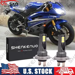 For Yamaha YZF-R6 YZF-R1 2006 2008 2009 - 2X H7 LED Headlight Bulbs Lamp 6000K - Picture 1 of 11