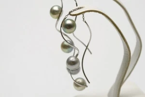 Akoya Perlen Ohrringe 6,5-7,0 mm natürlich mehrfarbig 18 kWg - Bild 1 von 3