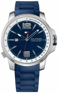 TOMMY HILFIGER 44mm Men's Brandon Sport Watch Navy Blue Silicon Strap MSRP $135 - Picture 1 of 3