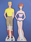 Vintage 1962 Barbie Ken Stand-up Paper Dolls Original Box Carrying Case Clothes