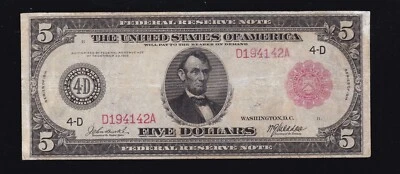 US 1914 $5 FRN Cleveland Note FR 835a VF (142) - Image 1 of 2