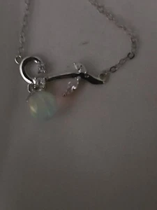 Silver "Jack And The Beanstalk" Choker W/ Swarovski Crystals & Opal Bead - Picture 1 of 4