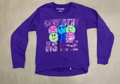 Hanes "Confident In My Selfie" polyester sweatshirt purple girls size M - Image 1 of 3