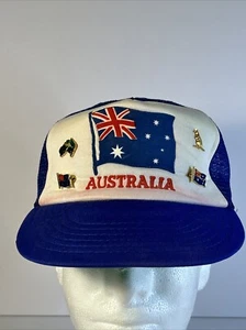 Prendedores vintage de bandera de camionero de malla a presión gorra de sombrero de Australia - Imagen 1 de 11
